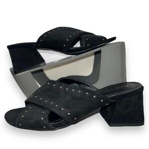 Chase + Chloe Butter Block Heeled Criss Cross Heels Black Women's 6.5